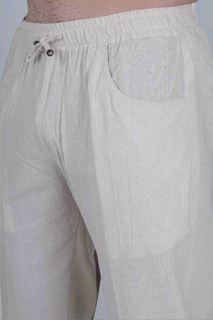 White Cotton linen touch Men's Pajama