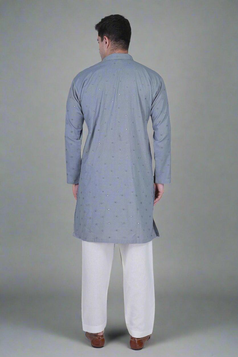 White Cotton Linen blend Men's salwar Pajama - Nirmal Online