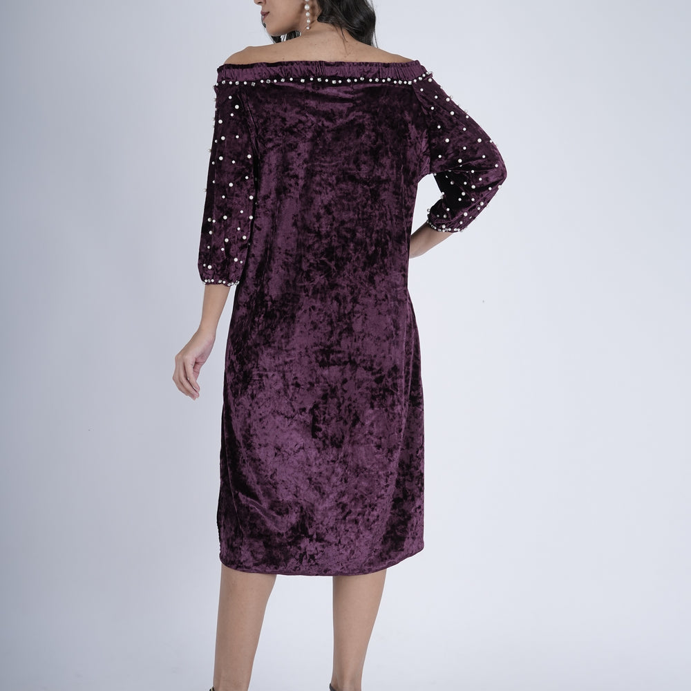 Pearl-Studded Velvet Royalty Dress