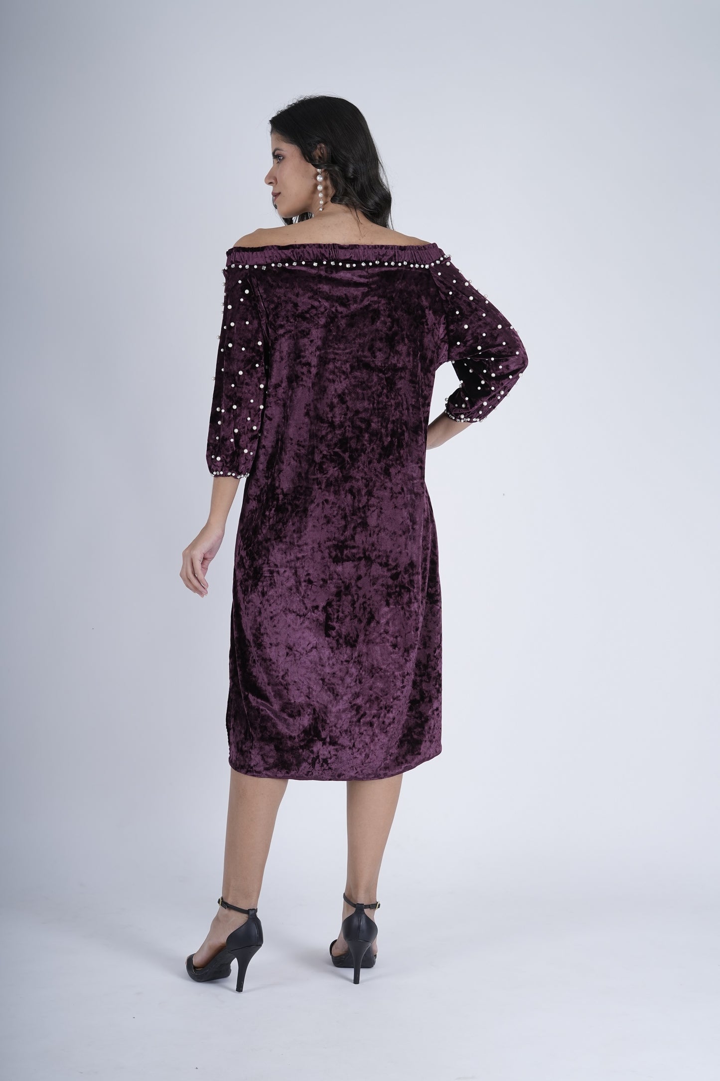 Pearl-Studded Velvet Royalty Dress