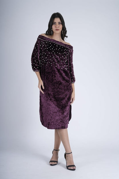 Pearl-Studded Velvet Royalty Dress