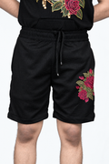 Men’s Black Rose Graphic Shorts