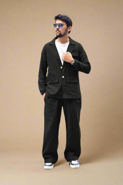 Black Cotton Blazer
