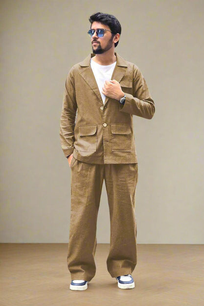 Brown Cotton Blazer