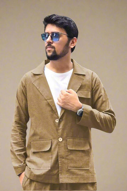 Brown Cotton Blazer
