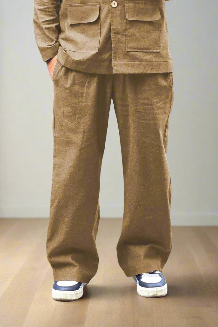 Brown Cotton Pajama - Nirmal Online