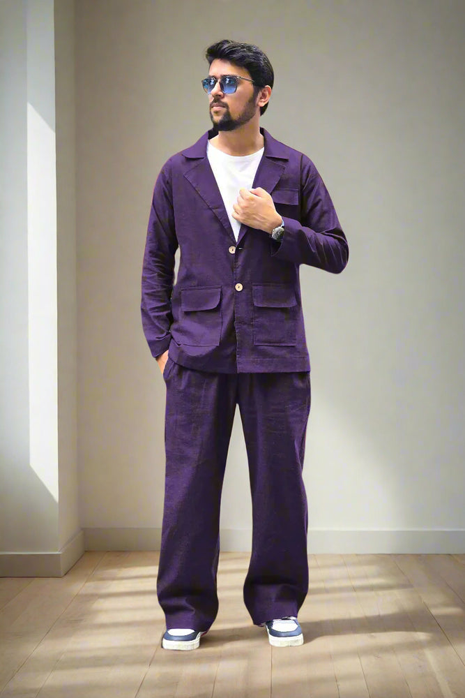 
                      
                        Purple Cotton Blazer
                      
                    