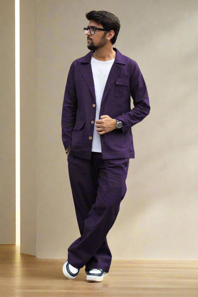 
                      
                        Purple Cotton Blazer
                      
                    