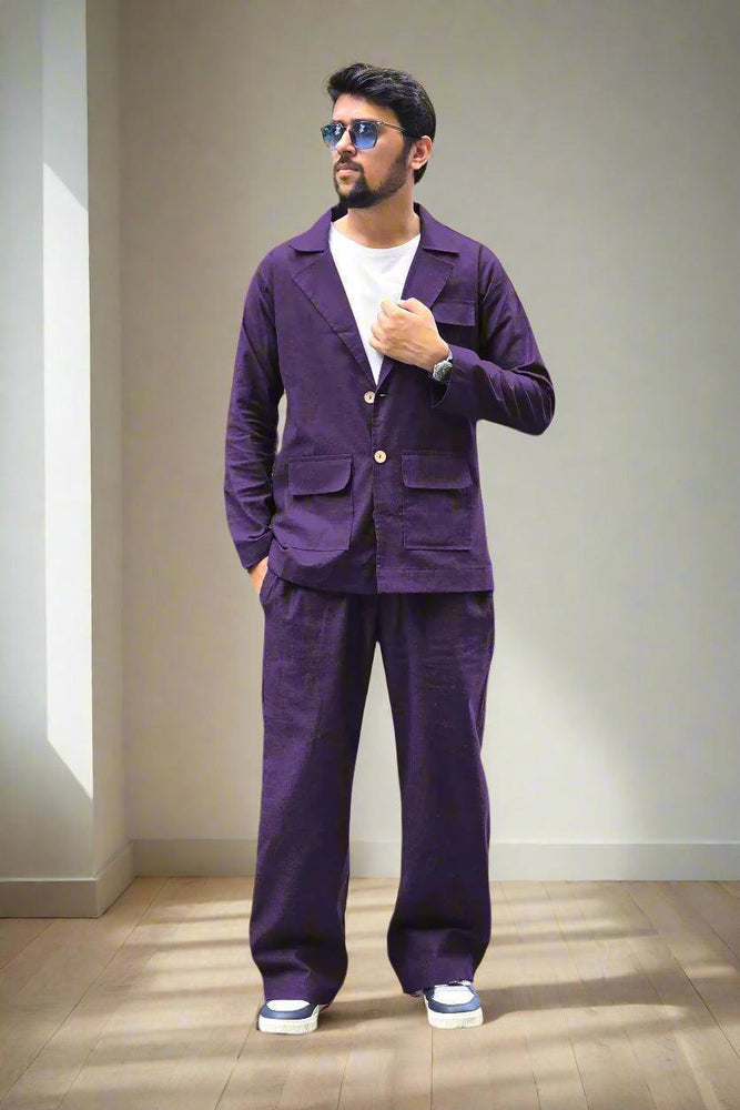 
                      
                        Purple Cotton Blazer
                      
                    