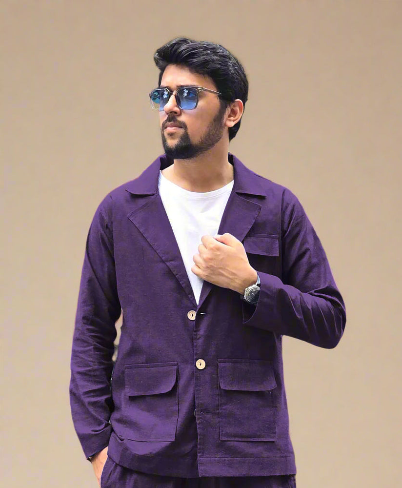 
                      
                        Purple Cotton Blazer
                      
                    