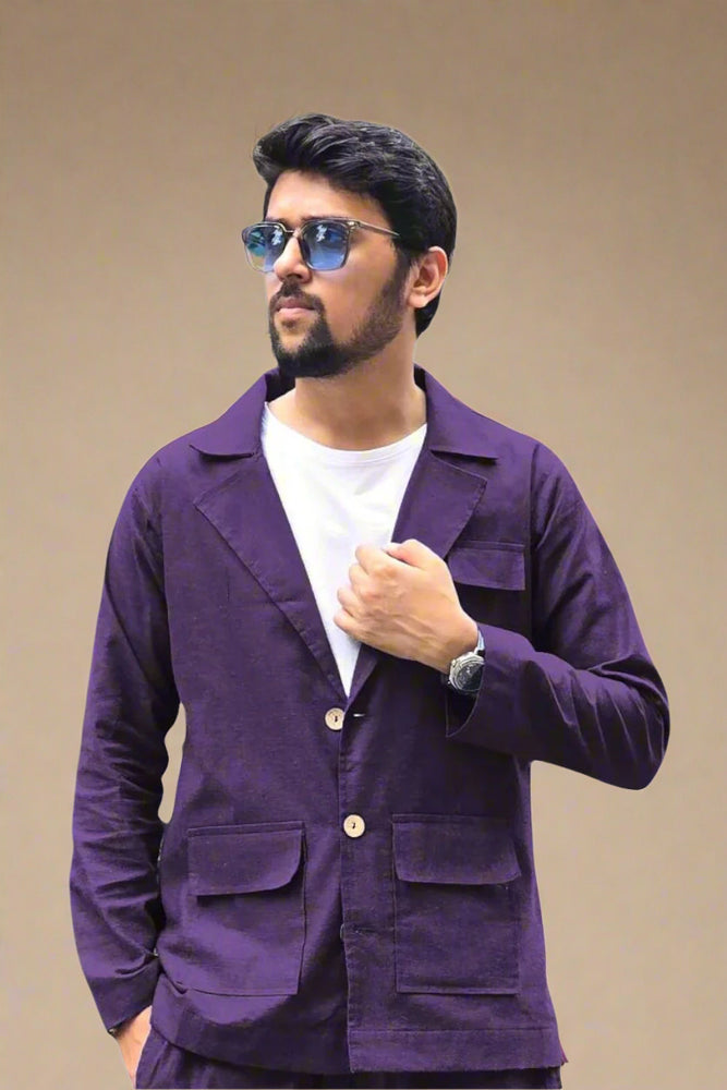 
                      
                        Purple Cotton Blazer
                      
                    