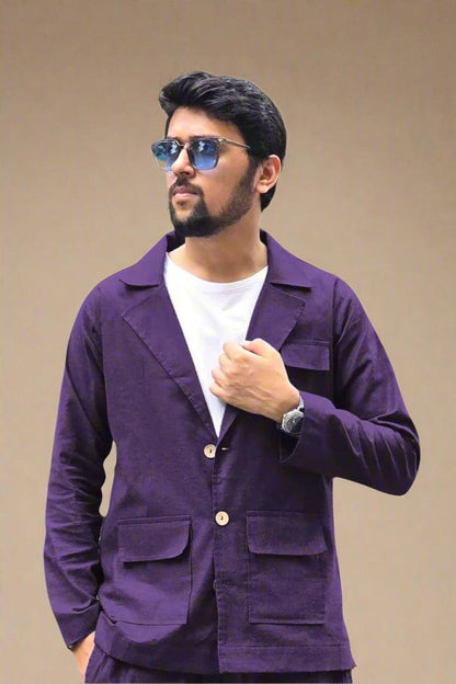Purple Cotton Blazer