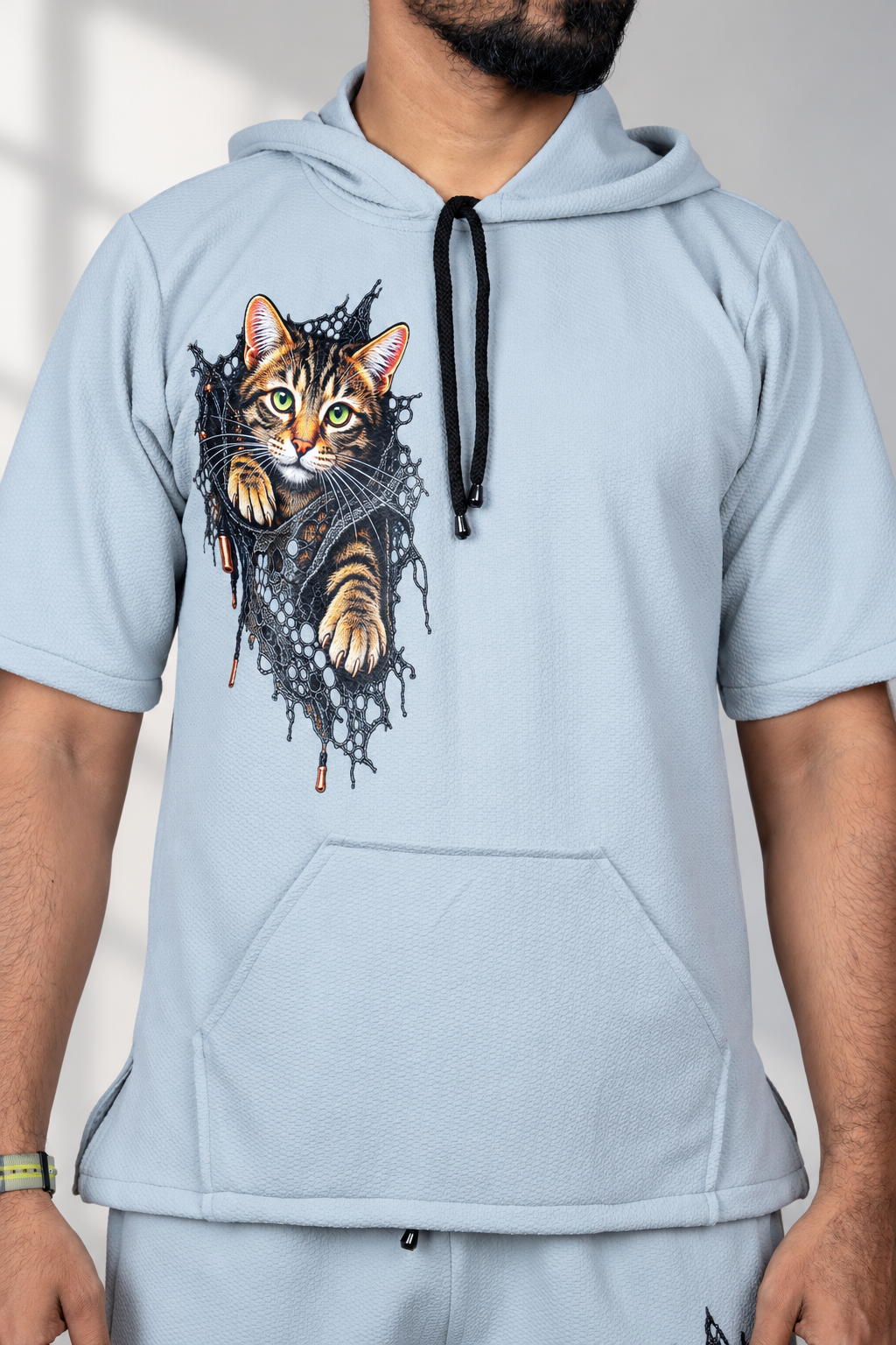 Men's Printed Short Sleeve Hoodie