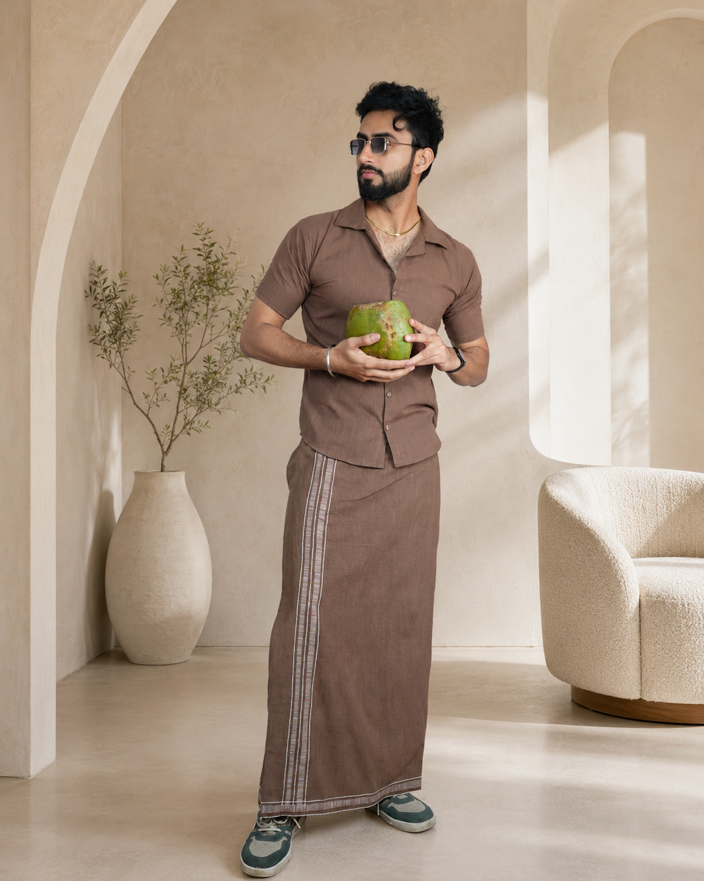Premium Cotton Stripe Pajamalungi –  Bee Brown