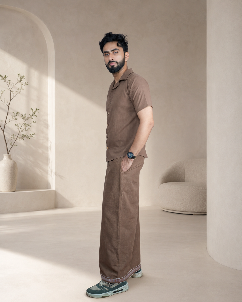 Premium Cotton Stripe Pajamalungi –  Bee Brown