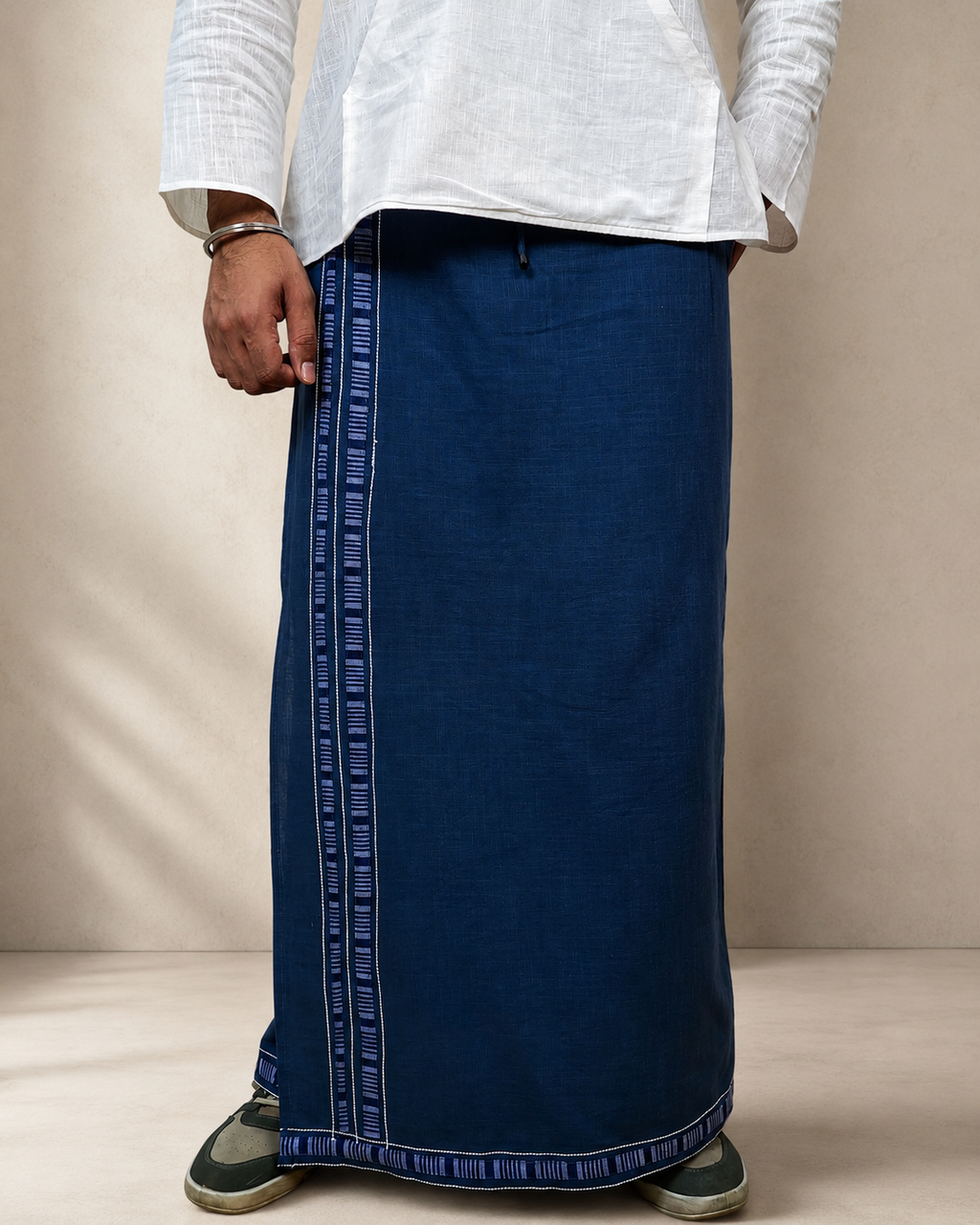 Premium Cotton Stripe Pajamalungi –  Classic Blue