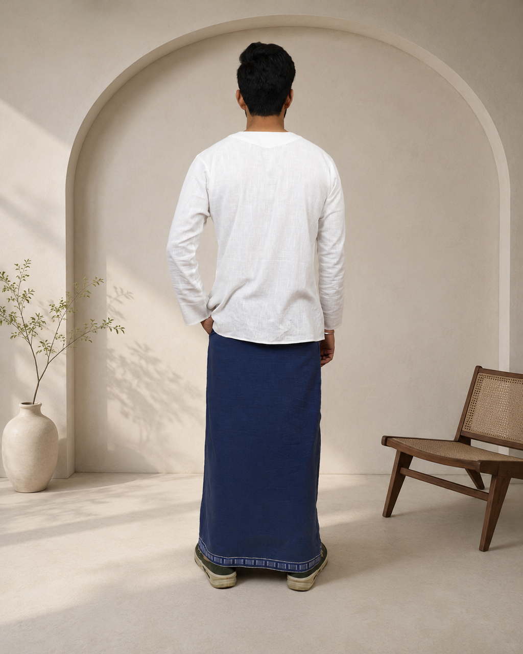 Premium Cotton Stripe Pajamalungi –  Classic Blue