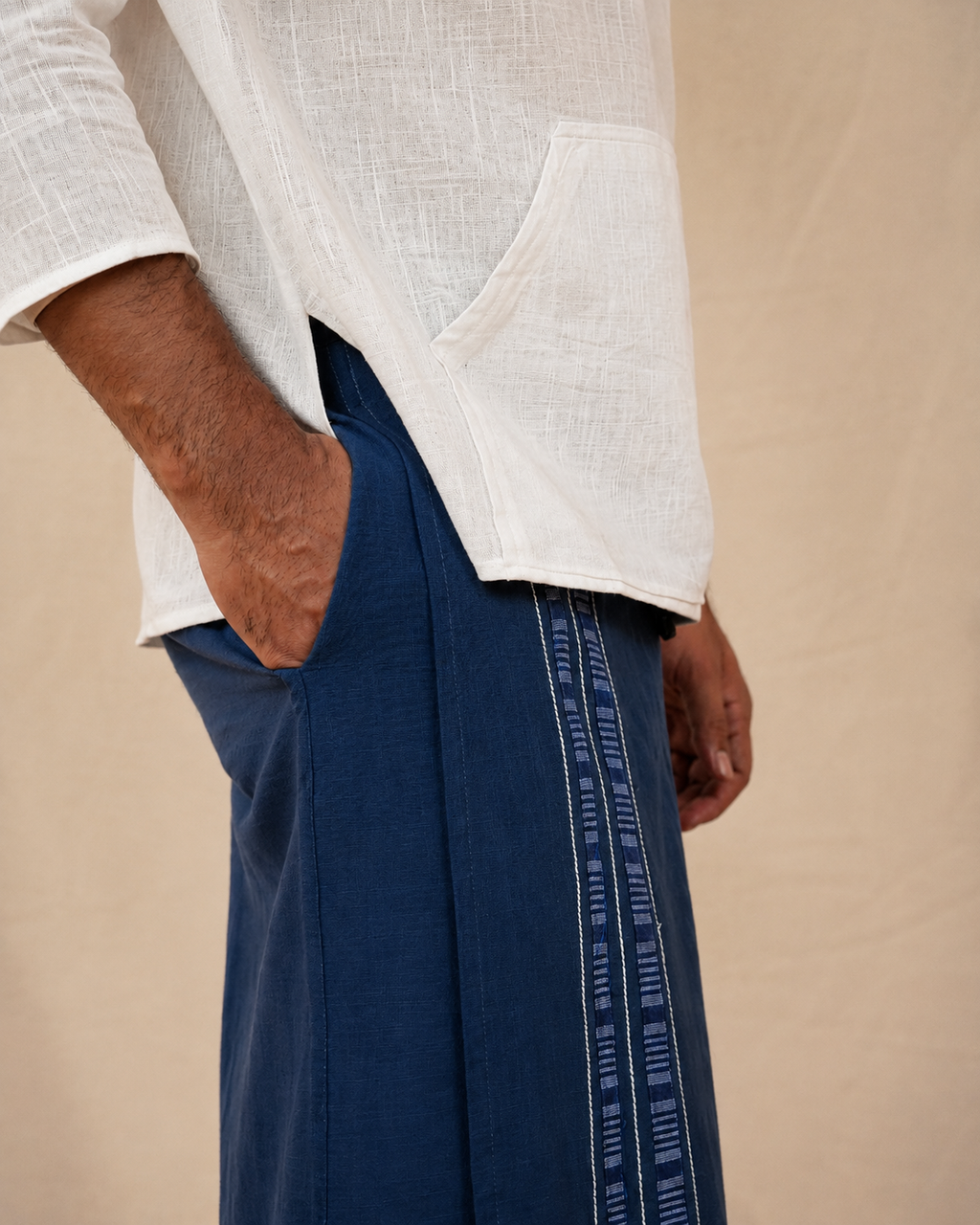 Premium Cotton Stripe Pajamalungi –  Classic Blue