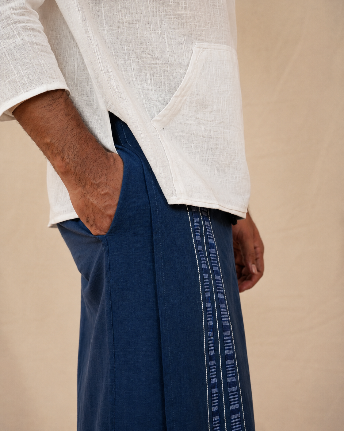 Premium Cotton Stripe Pajamalungi –  Classic Blue