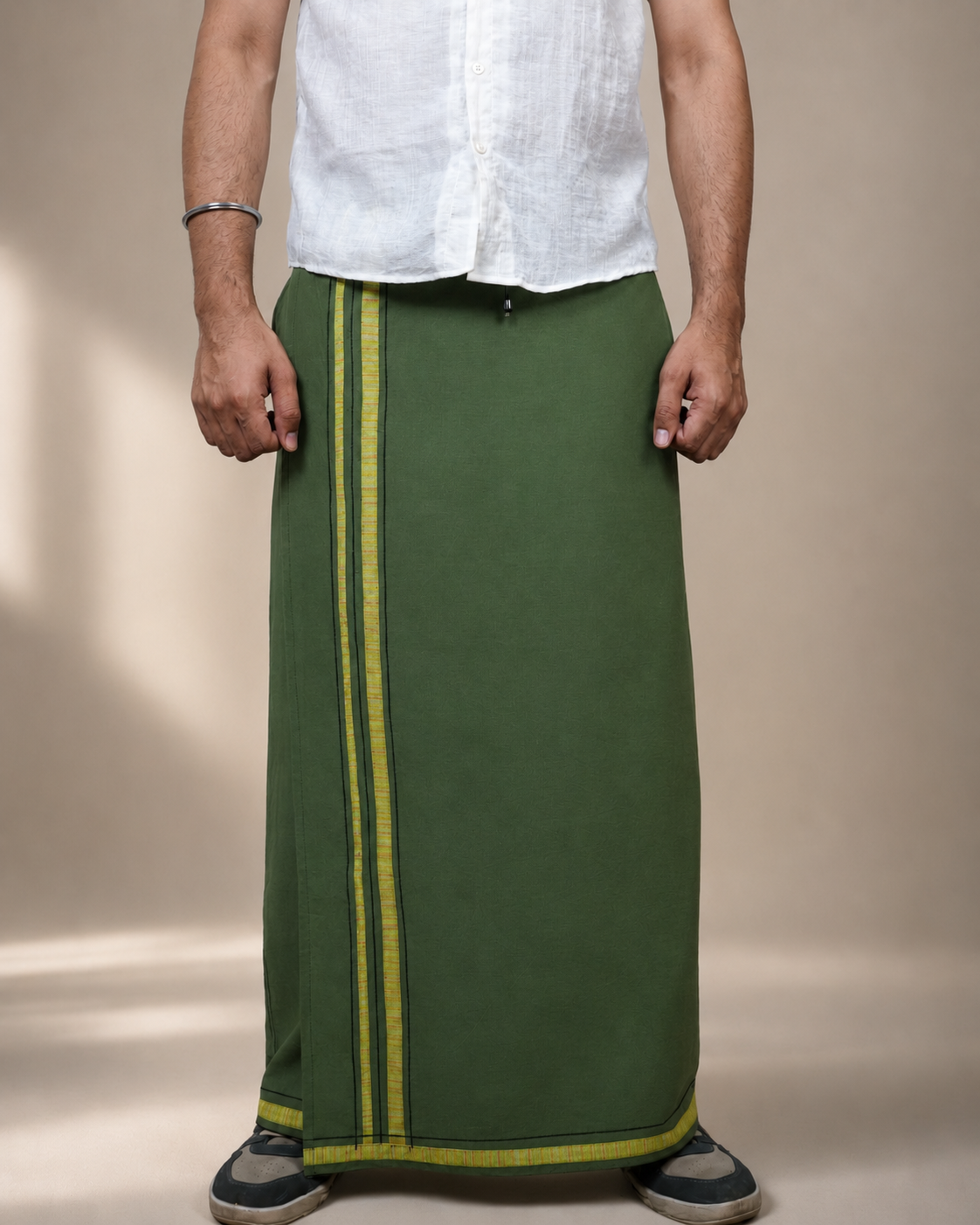 Premium Cotton Stripe Pajamalungi –  Meadow Green