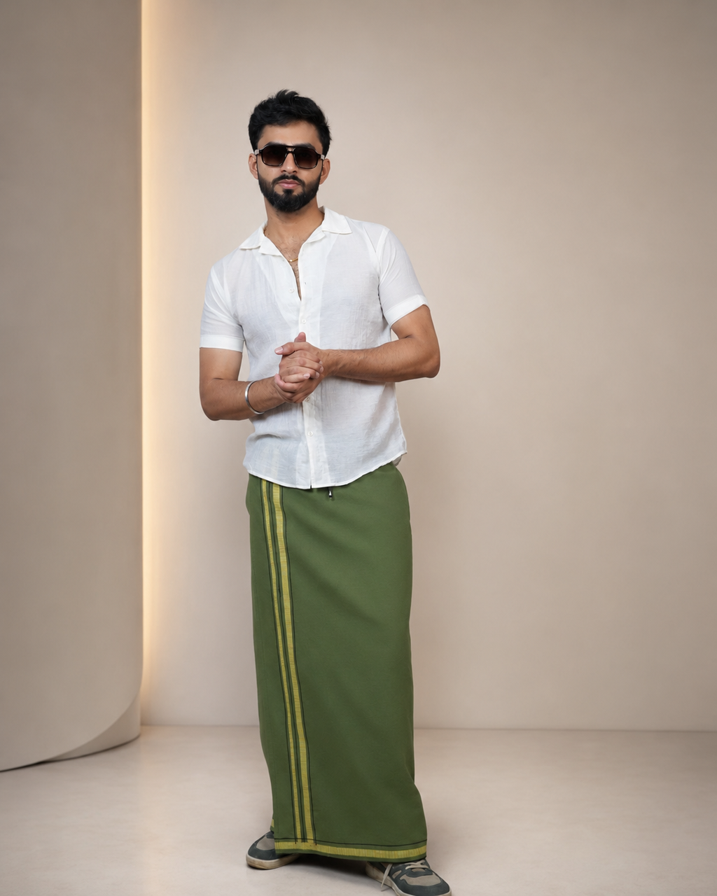 Premium Cotton Stripe Pajamalungi –  Meadow Green