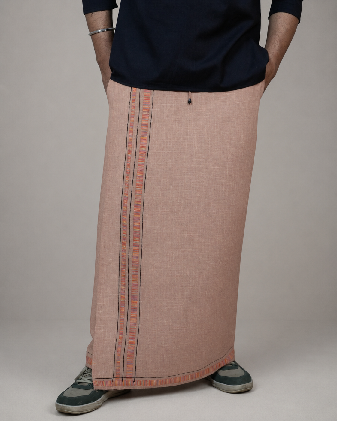 Premium Cotton Stripe Pajamalungi –  Peach Beige