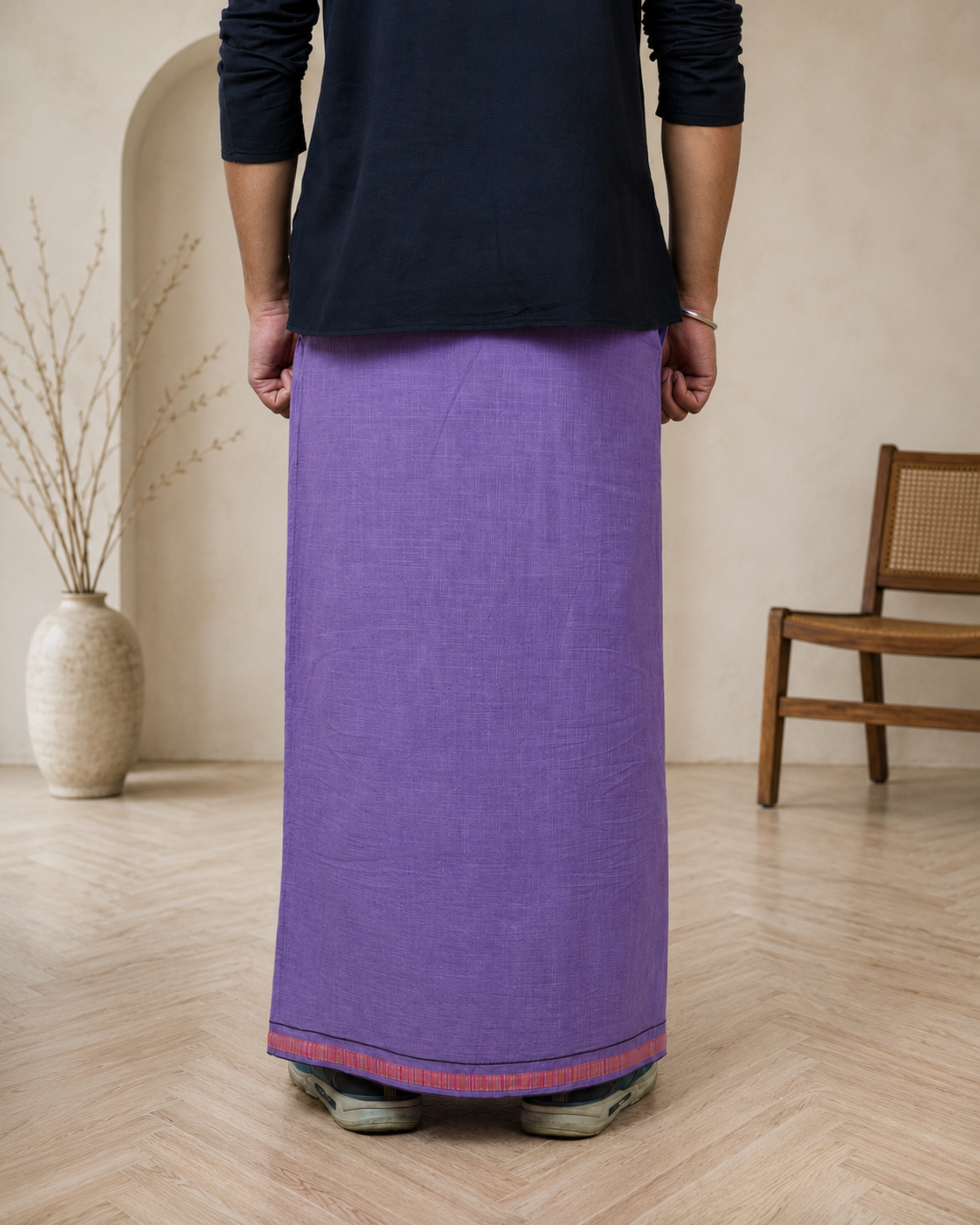 Premium Cotton Stripe Pajamalungi –  Soft Violet