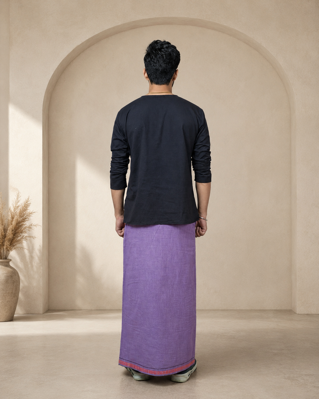 Premium Cotton Stripe Pajamalungi –  Soft Violet
