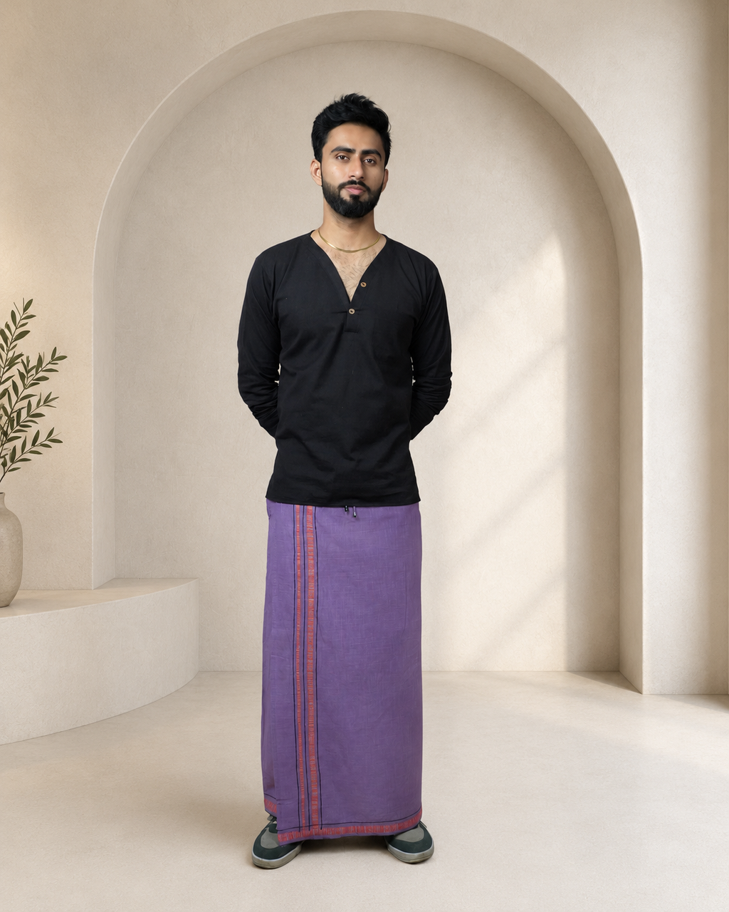 Premium Cotton Stripe Pajamalungi –  Soft Violet