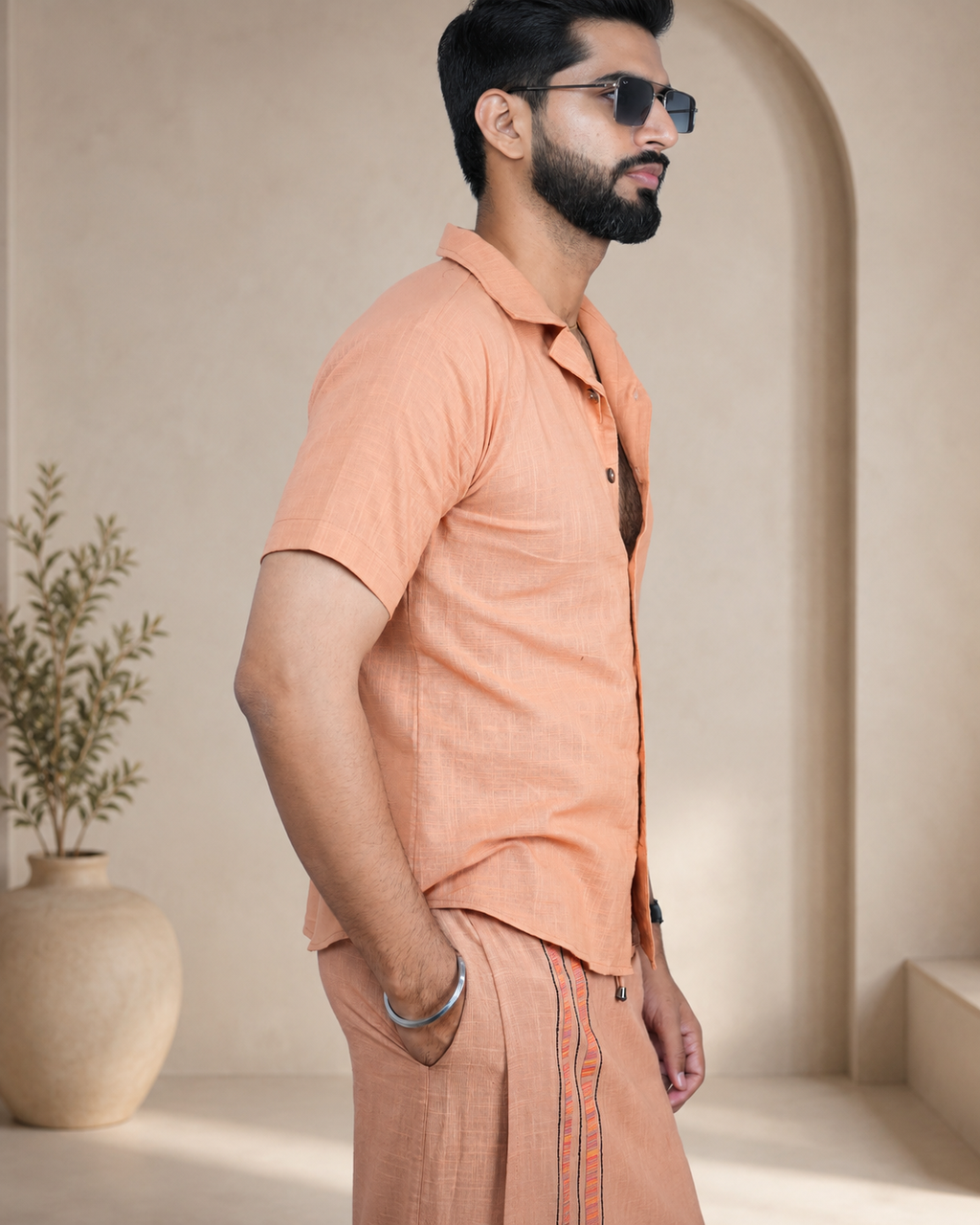 Men's Premium  Peach Beige Shirts