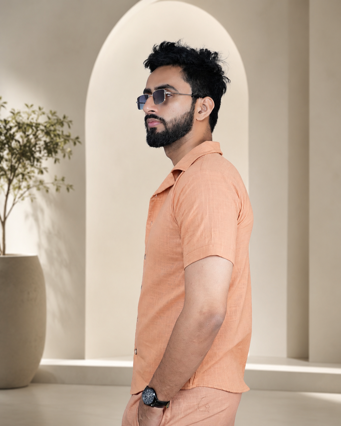 Men's Premium  Peach Beige Shirts