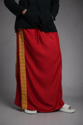 Men Red Colour Pajamalungi With Yellow Stripe Panel