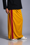 Men Yellow Colour Pajamalungi With Red  Textured Stripe Panel Pajamalungi
