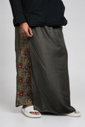 Men Charcoal Grey Colour With  Floral Border Stripe Panel Pajamalungi