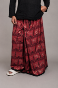 Men Red & Black Pleated lion Foil Print Motif Cotton Pajamalungi