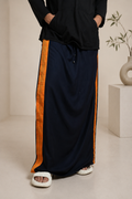 Men Navy Blue Colour Pajamalungi With Yellow Colour Textured Stripe Panel