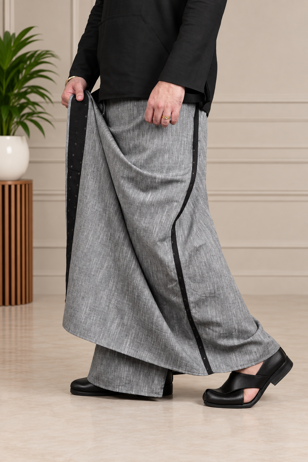 Men's Grey Edge PajamaLungi
