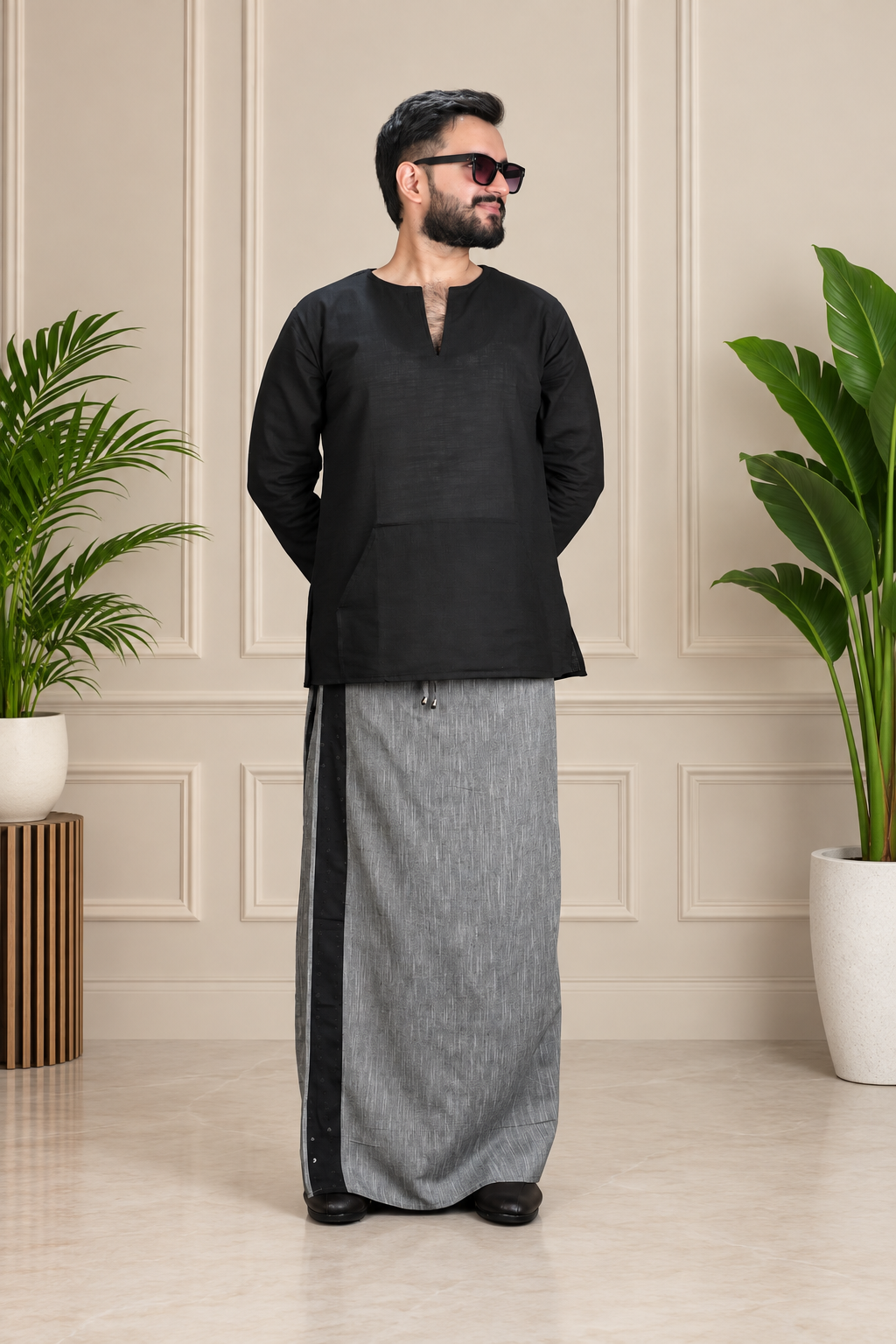 Men's Grey Edge PajamaLungi