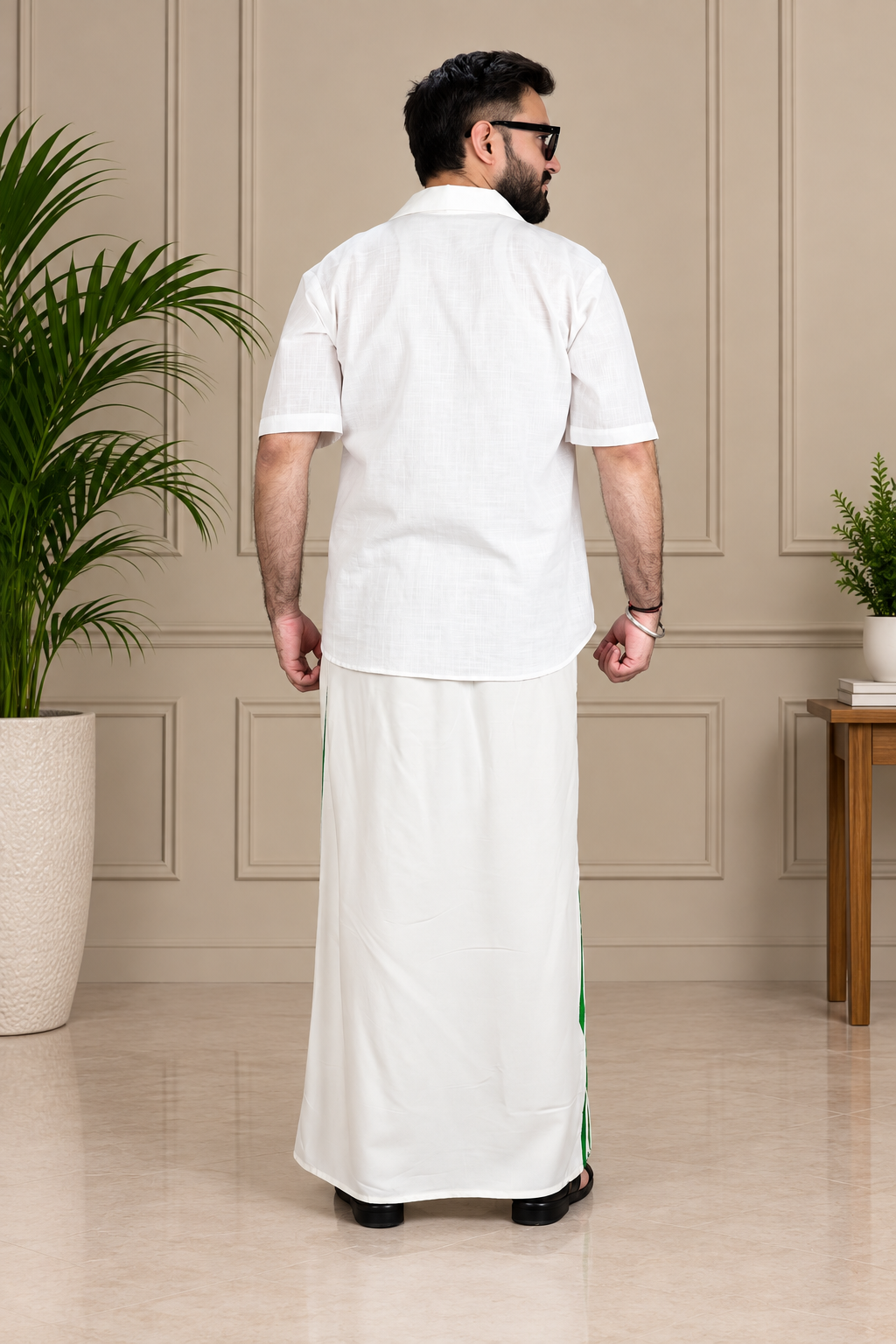 Men's Ivory Forest Stripe PajamaLungi