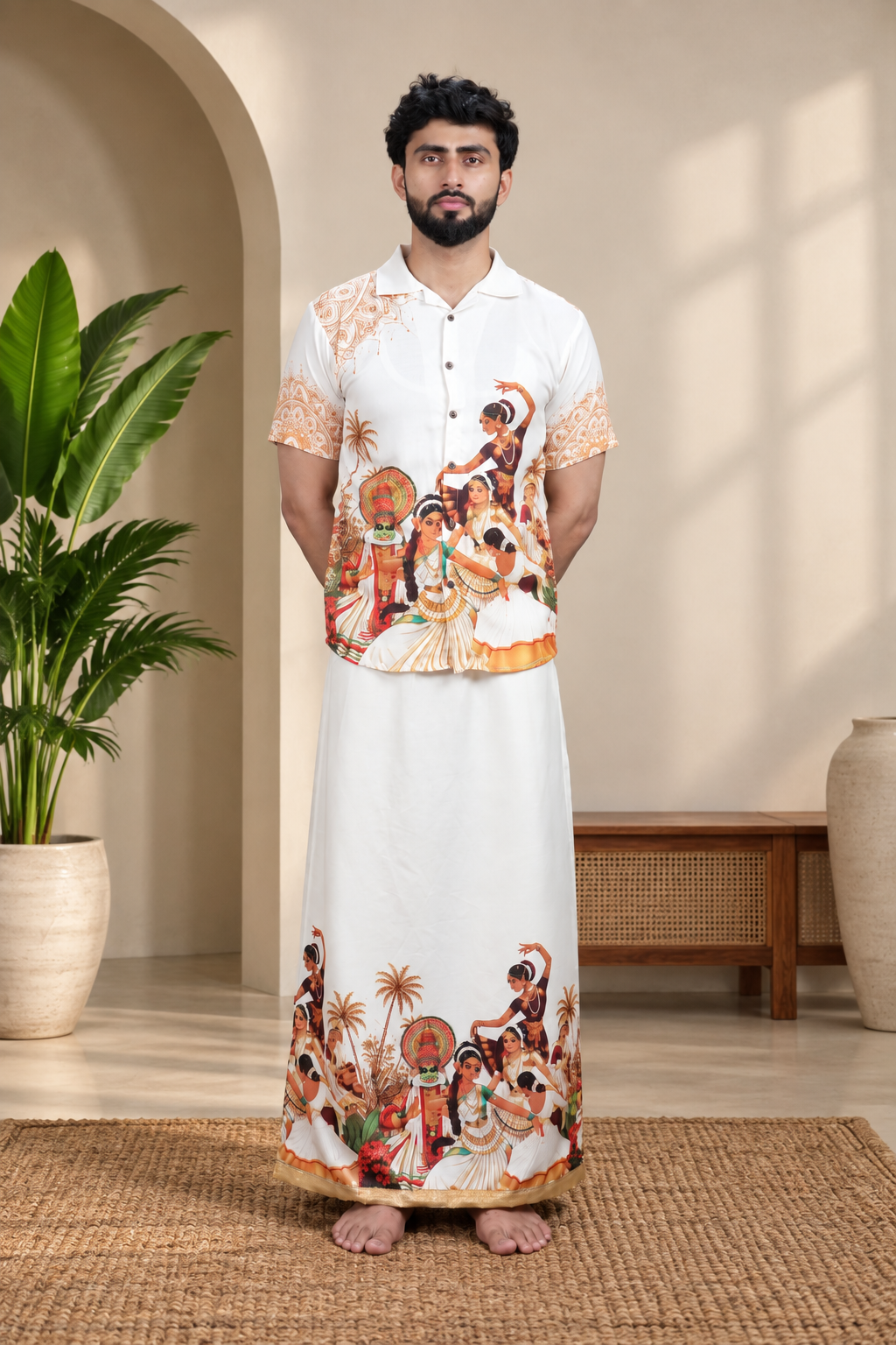 Traditional Printed men's Shirt luxury linen