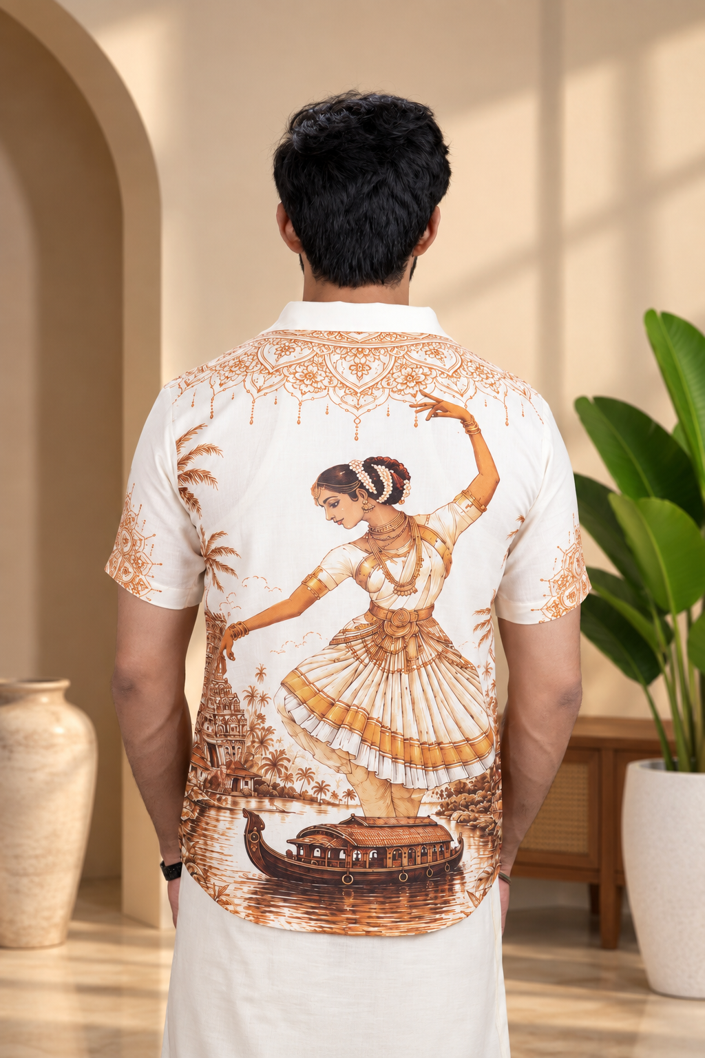 Traditional Printed men's Shirt luxury linen
