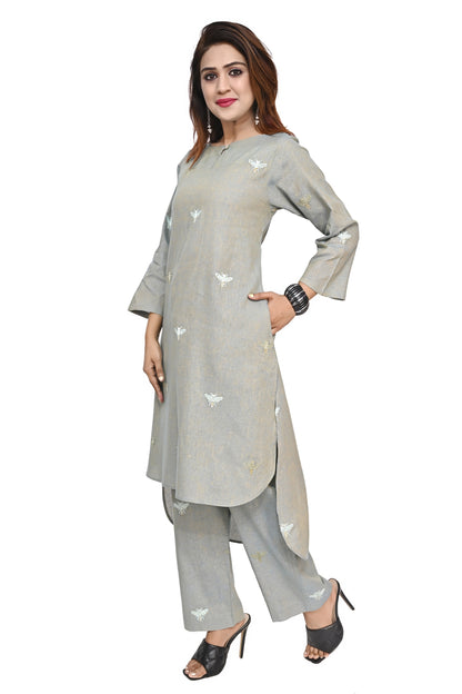 Sea Green Honey Bee Embroidered Kurta Palazzo Set