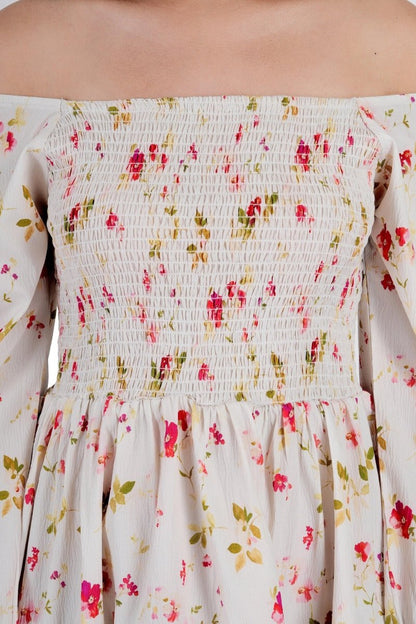 Floral Whimsy Off-Shoulder Dress