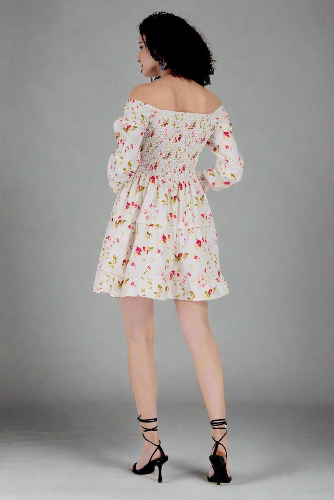 
                      
                        Hibiscus Flower Printed Off White Dress
                      
                    