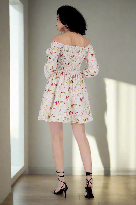 Floral Whimsy Off-Shoulder Dress