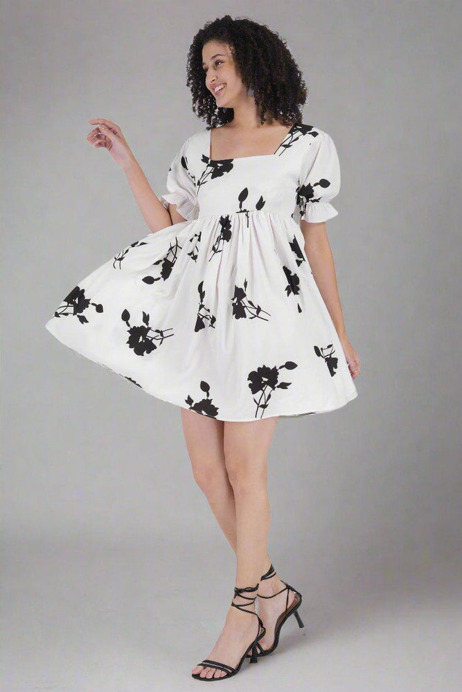 
                      
                        BW Flower Printed Short Dress
                      
                    