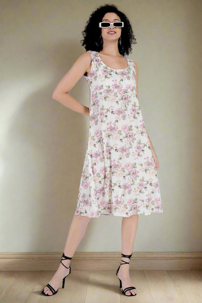 
                      
                        Multi Flower Printed White  Long Dress
                      
                    