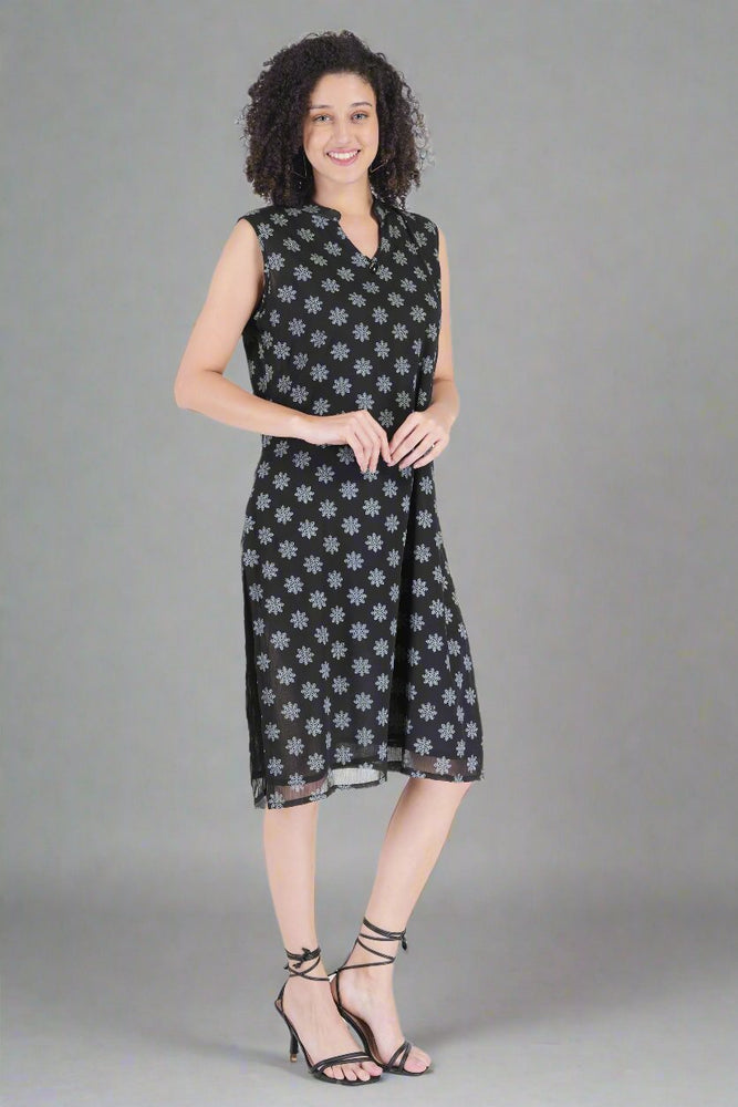 
                      
                        Snowflake Printed Black Dress
                      
                    