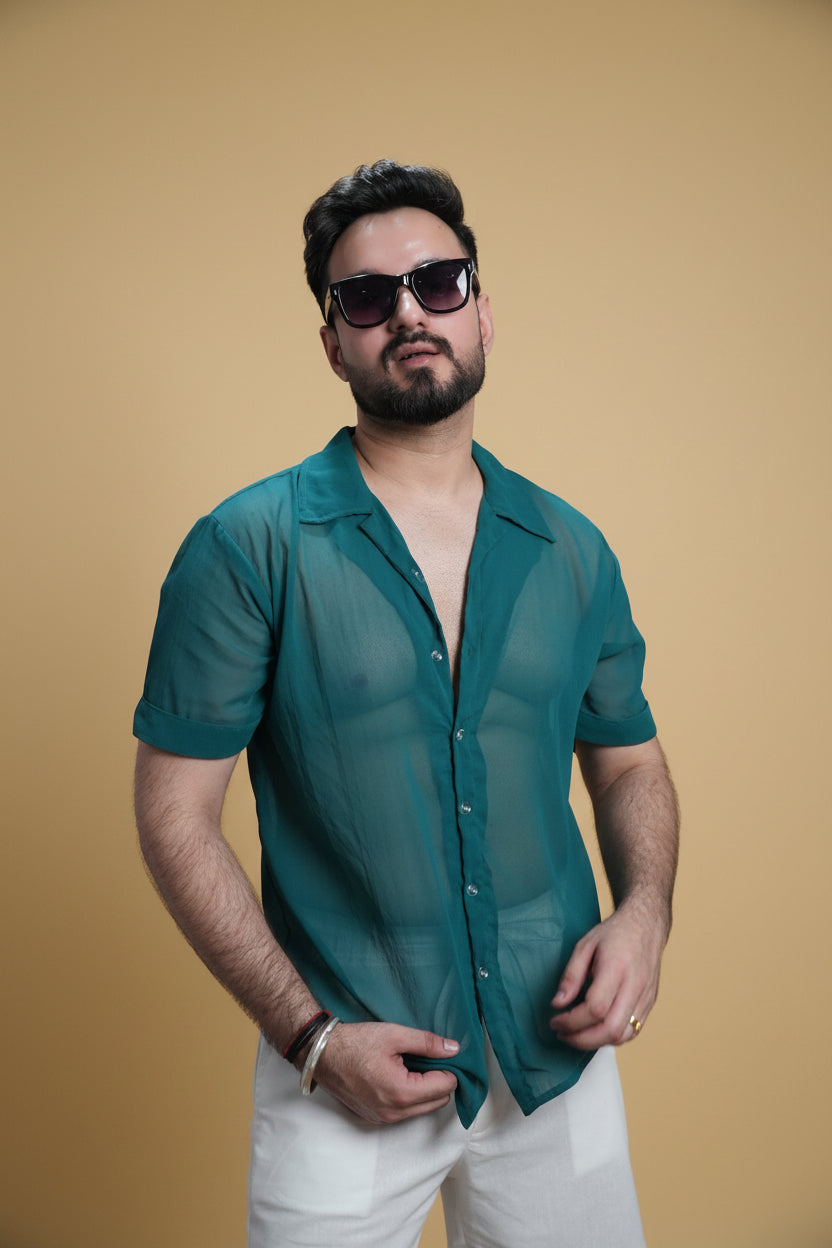 Men Ramagreen Colour Georgette Shirt