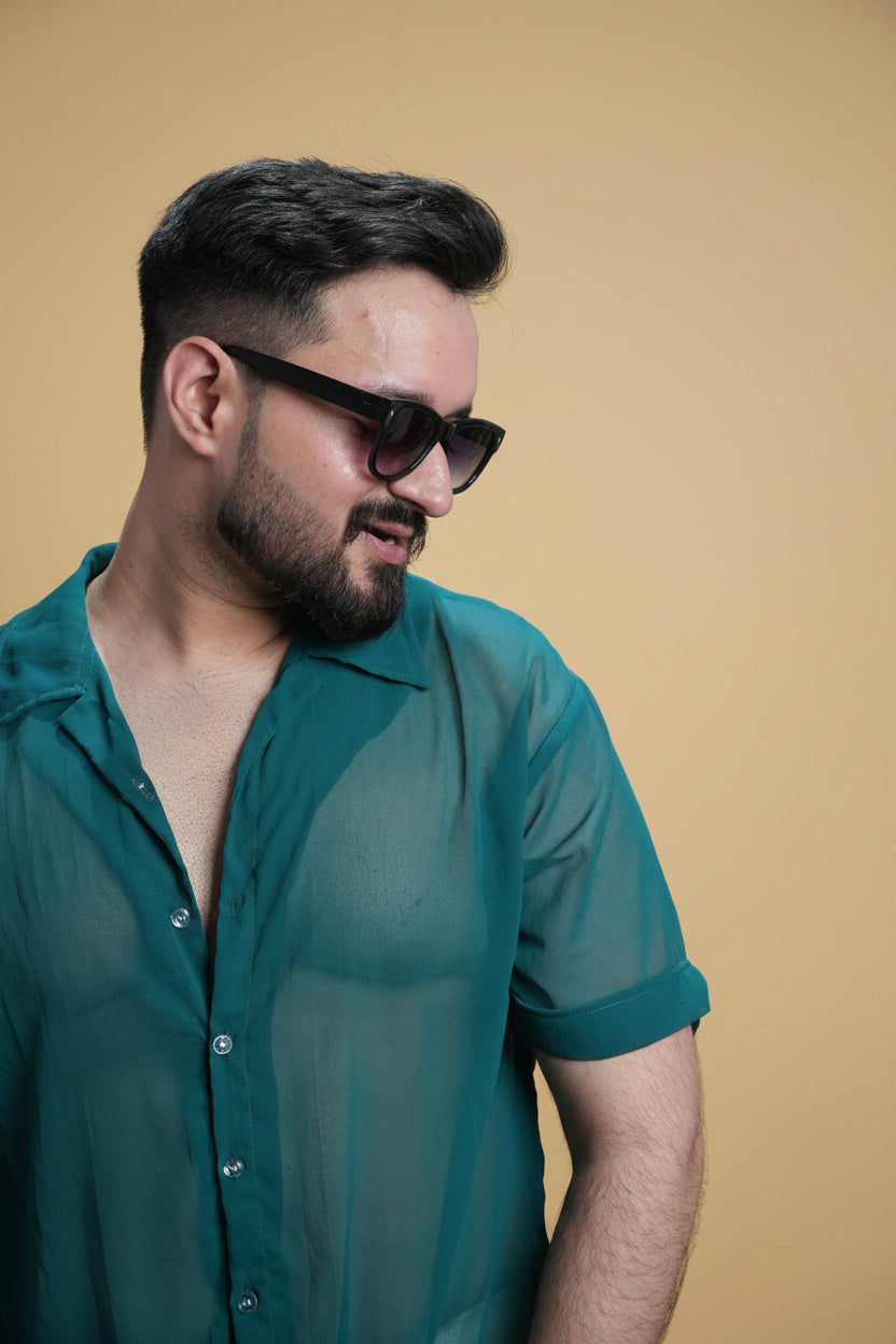 Men Ramagreen Colour Georgette Shirt